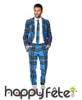 Costume 3 pi&egrave;ces tartan bleu