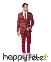 Costume 3 pièces tartan rouge écossais, image 1