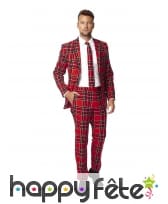 Costume 3 pièces tartan rouge écossais