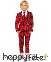 Costume 3 pièces Tartan rouge pour enfant