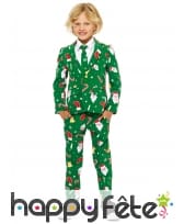 Costume 3 pi&egrave;ces vert de No&euml;l pour enfant