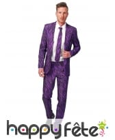 Costume 3 pièces violet imprimé tigre