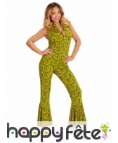 Combinaison années 70 camaïeu de verts pour femme