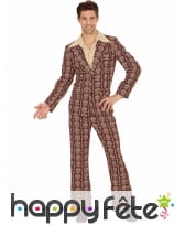 Costume années 70 camaïeu de marron pour homme