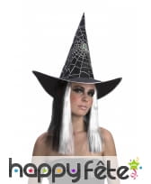 Chapeau araignée de sorcière avec perruque
