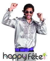 Chemise argentée disco ruche pour homme