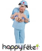 Costume adulte de bébé porté par une nurse