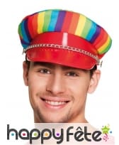 Casquette Arc-en-ciel avec visière rouge