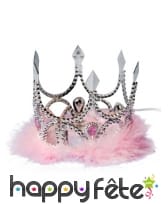 Couronne argentée froufrou rose