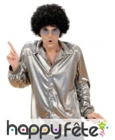 Chemise argent holographique disco pour homme