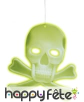 Crâne avec os croisés phosphorescents 27 X 33 cm