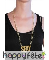 Collier avec pendentif sexy doré et bling bling, image 1