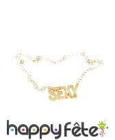 Collier avec pendentif sexy doré et bling bling