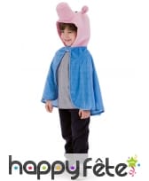 Cape bleue avec tête de cochon, pour enfant