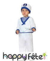 Costume blanc bleu de bébé marin