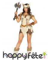 Costume beige court de femme viking