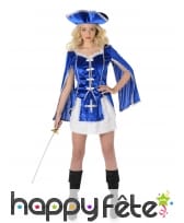 Costume bleu de femme mousquetaire