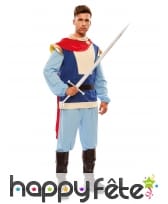 Costume bleu de prince charmant avec cape rouge, image 1