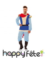 Costume bleu de prince charmant avec cape rouge