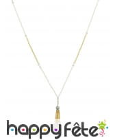 Collier blanc et doré Charleston, style cabaret