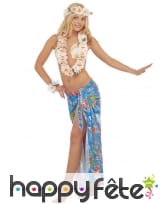 Collier, bracelets et couronne Hawaï blanc