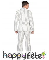 Costume blanc lign&eacute; noir de gangster pour homme, image 2