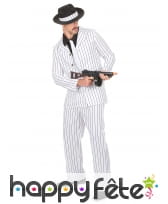 Costume blanc ligné noir de mafioso, image 1