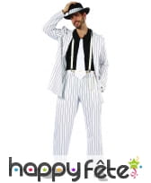 Costume blanc ligné noir de mafioso, image 3
