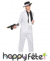 Costume blanc ligné noir de mafioso