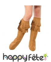 Couvres bottes marron à franges