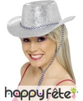 Chapeau cowboy argent brillant