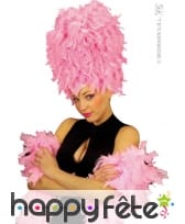 Coiffe cabaret marabout paillettes rose