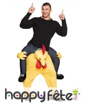 Costume Carry Me chicken jaune pour adulte