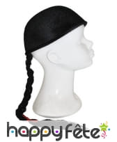 Chapeau chinois noir rond avec tresse, image 1