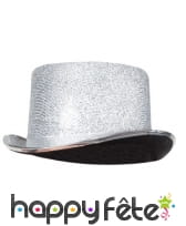 Chapeau cylindre paillettes argent, image 1