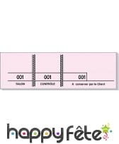 Carnet de 100 tickets 3 souches numerotees rose