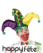 Chapeau d'arlequin tricolore pour adulte