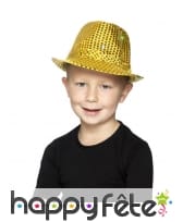 Chapeau doré à sequins et lumineux, image 1