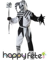 Costume d'arlequin halloween noir et blanc, adulte