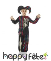 Costume d'arlequin squelette coloré pour enfant