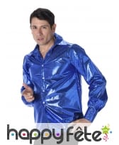 Chemise disco bleue avec sequins, image 1