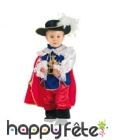 Costume de bébé mousquetaire bleu et rouge