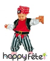 Costume de bébé pirate rouge et noir
