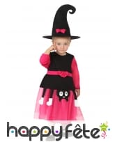Costume de bébé sorcière rose robe araignée