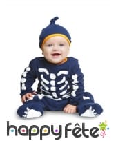 Costume de bébé squelette bleu