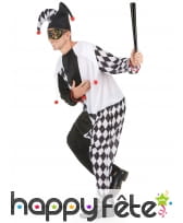 Costume de bouffon blanc et noir pour adulte, image 1