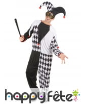 Costume de bouffon blanc et noir pour adulte