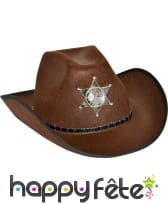 Chapeau de cow-boy shérif marron adulte