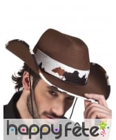 Chapeau de cowboy marron ruban vachette