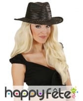 Chapeau de cowboy noir uni en paille